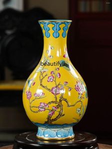 Vases Huangdi Four Seasons Flower Yu Hu Chun Jingdezhen Ceramic Vase Decoration Chinese Study Tea Room