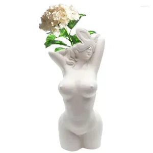 Vases Lady Body Vase Women Face Flower Resin Sculpture Bohemian Decoration femme Plant Plante Pot Home Art Table Top Toppe