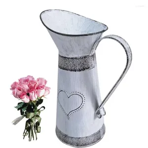 Vases Metal for Flowers Rustique Shabby Grande Jug Farm-Farmhouse Decor Antique Decorative Bucket Flower Holder