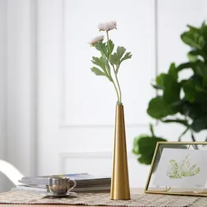 Vases Vase en métal de style moderne doré, mobilier de bureau simple, accessoires de décoration pour la maison, ornements artisanaux, décoration