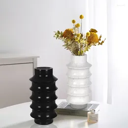 Vases en marbre naturel noir et blanc tube droit en bambou en forme de vase en forme de vase créatif ornements de fleurs artisanat
