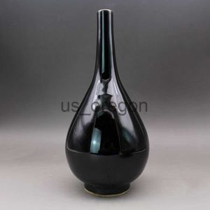 Vases Qing Yongzheng Année Marque Miroir Glaçure Noire Gall Vase Jingdezhen Vase En Céramique Antique Collection Boutique x0630
