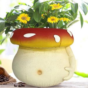 Vases résine plante pot amusant succulent champignon artisanal en forme de drainage pour les plantes intérieures résistantes aux UV