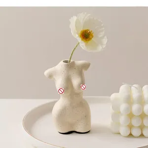Vases résine vase humain corps nude sculpture spot statuette arrangement de fleurs artisanat moderne décoration de maison moderne
