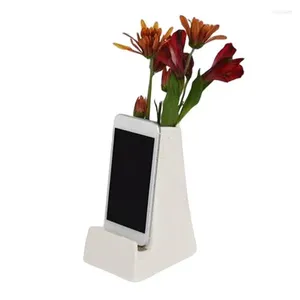 Porte-smartphone Vases pour le bureau 2 en 1 Vase Design Phone Phone Stand Cell Recording