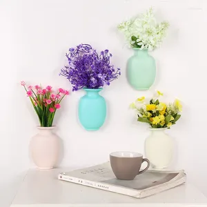 Vases Vase murale sans trace Magic Silicone Sticky Hang Flowers Stickers Pot Home Decor Hydroponic Plant