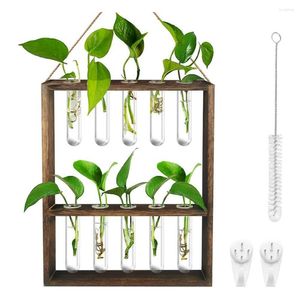 Vases Jardinière suspendue à 2 niveaux Stations de propagation de plantes Vase à tube à essai en verre pour plantes hydroponiques fleurs