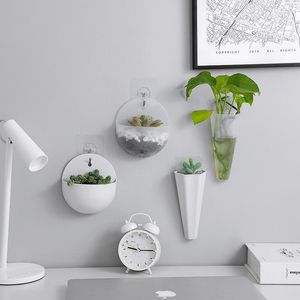 Vases Wholesale Transparent Wall-mounted Plastic For Water Plants Hanging Wall Greenery Succulent Pot Holders