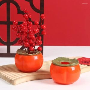 Vases hiver houx fruits rouges richesse faisant imitation kaki vase décoratif décoration de table de l'année