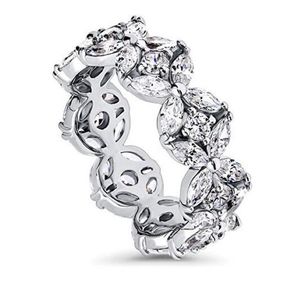 Vecalon Flower Shape Promise Ring Finger 925 Sterling Silver Diamond Engagement Band de bandes de mariage pour femmes bijoux Gift 272Q