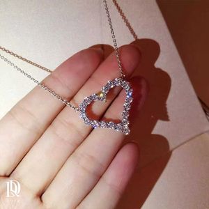 Vecalon Heart love colgante 925 Sterling silver Pave 5A zircon Wedding Pendants with necklace for Women Bridal Party Diamond Jewelry