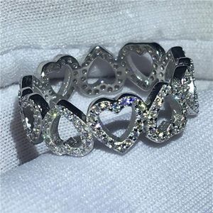 Vecalon Heart Shape Promise Ring 100% réel 925 Sterling Silver Diamond Engagement Bands de mariage Rings For Women Fine Jewelry316L