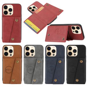 Multi-kaarten telefoonhoesjes voor iPhone 13 12 11 Pro Max XR XS X 7 8 Samsung Galaxy S21 S20 Note20 Ultra S10 Note10 Plus Voertuig magnetisch PU-leer Schokbestendig beschermhoes