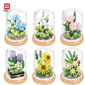 Véhicule jouets bloc de construction fleur plante modèle 3D jouet décoration de la maison en pot chrysanthème assemblage brique fille enfant cadeau 230830
