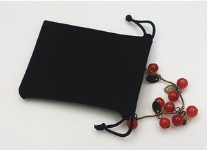 Velours noir couleur Pure sacs femme sac à cordon vintage pour cadeau bricolage fait main bijoux emballage sac