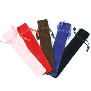 Velvet Pen Pouch Holder Single Pencil Bag Pen Case Cuerda Bloqueo Bolsa de regalo Envío gratis LX8034