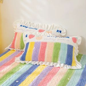 Velvet Winter Mandted Bedpread Set Plaid Plaid Paid Padined Couette couverture de lit Cubrecam Cover Colcha Linge de lin