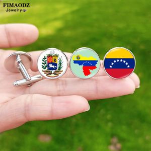 Drapeau du Venezuela boutons de manchette pour hommes haute qualité espagne emblème carte verre image personnalisé boutons de manchette chemise boutons cadeau
