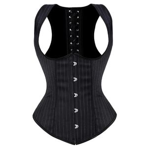 Vertical Stripe Halterneck Underbust Corset Vest Plus Size S-6XL Women Fashion Big Size Waist Cincher Bustier Slimming Body Shaper Shapeweas