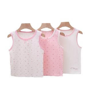 Vest 3pcs/Lot Girls Singlet Underwear Tank Cute Design Undershirts Cotton Tank Bow Tops for Baby Girl Size 100-150 Breathable Tops 230508