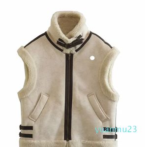 Gilet femme fausse fourrure de mouton gilet Faux cuir polaire gilet chaud femme veste sans manches automne hiver