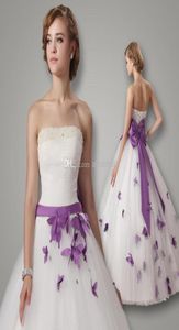 Vestidos de Novia 2015 Vestidos de novia de novia Vestido de bolas sin tirantes Vestidos Longitud del piso Bozo Pearas Pearls Purple Butterfly Brid5214834