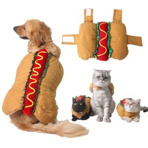Gilets vêtements pour chiens pour petits et grands chiens, vêtements à capuche en forme de Hot Dog, parcs pour noël, Cosplay, chat, chien, accessoires de costumes d'hiver