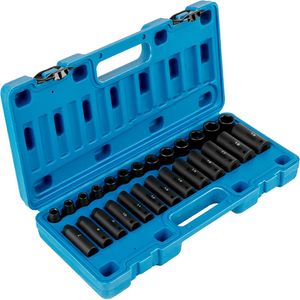 VEVOR Impact Socket Set 3 8 inches 26 Piece Impact Sockets, Deep Standard Socket, 6-Point Sockets, Rugged Construction, Cr-V Socket Set Im