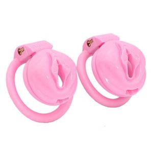 Vibromasseur Sex Toy pour homme Gay Pink Pussy Appareils de chasteté masculine avec 4 anneaux de pénis Petit Cock Cage Lock BDSM Slave JSP0