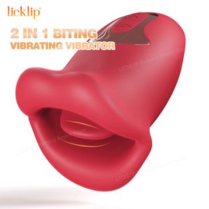 Vibradores LICKLIP Vibrador para morder la boca Lamiendo la lengua Juguetes sexuales orales para mujeres Modos de vibración Estimulador de clítoris Pezones Messager Mujer 230413