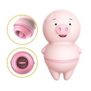 Vibradores Mini Piggy Lengua Sacudiendo Lamiendo Clítoris Vibrador Pezones Besos Juguetes sexuales orales Masturbador femenino Máquina erótica Clítoris Orgasmo 230509