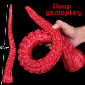 Vibrateurs tentacule rouge long gode anal silicone jouets sexuels pour femmes hommes fantaisie réaliste faux pénis adulte plug masturbation massage 231204