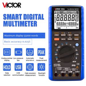 Victor 189a Profession Digital Multimètre 55000 CONNETS PRÉSCURTIVE 0,025% Thermocouple RTD PT100 True RMS Fréquence Capacité USB