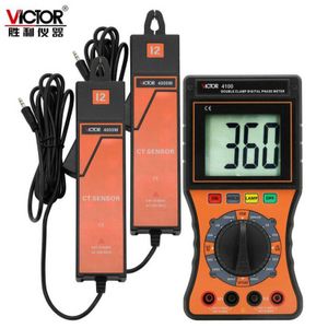 Medidor de amperios de voltios de fase VICTOR 4100, abrazaderas dobles de alta precisión, pantalla LCD digital (voltímetro de 600 V) Nuevo.