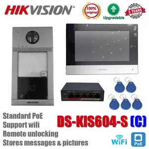 Visiophones Hikvision DS-KIS604-S (C) Kit d'interphone DS-KV8113-WME1 DS-KH6320-WTE1 Station de commutation POE Standard moniteur WIFI