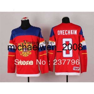 Vin Weng 2014 Team Russia Alex Ovechkin Jersey # 8 Sochi Winter Russian Russian Ice Hockey Ice Hockey Meilleur qualité masculine