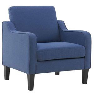 Vingli Médiéval Modern Decorative Chaise, fauteuil à rembourrage doux en tissu bleu marine, avec un bras de cuillère, adapté aux chambres, appartements, studios, bureaux,