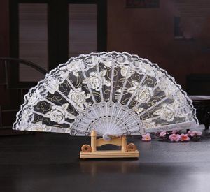 Vintage 10 Colores DISPONIBLE HAND FANS FAN FAN BUSE Bamboo Bamboo Hand Rose Lace Wedding Fans Arts and Crafts Favores de boda Regalo CHE5707120