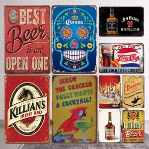 Vintage Beer Metal Painting Poster Signs Retro Beer Sticke Placa de metal Cartel de chapa Shabby Chic Man Cave Bar Pub Decoración del hogar Placas 30X20cm W03