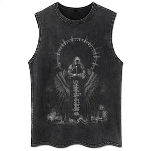 Débardeurs noirs vintage pour femmes 100% coton Vêtements pour hommes Hip Hop Punk Rock T-shirts sans manches Gilets gothiques Vêtements Y2K 240313