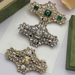 Broche ostentoso Vintage para mujer, broche de cobre antiguo con incrustaciones de jadeíta verde de diamante precioso, joyería de fiesta de lujo personalizada