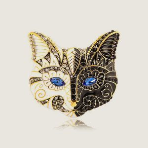 Vintage Blue Eye Cat Mask Broche Vintage Style Corsage Exquis Niche Design Pins Femmes Mode Vêtements Accessoires