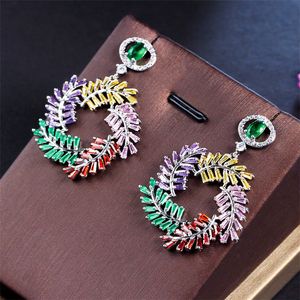 Vintage charme guirlande boucle d'oreille designer pour femme cadeau de fête trapèze AAA cubique zircone sud-américain cuivre mariée fiançailles bohême boucles d'oreilles taille 4.4CM