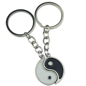 Vintage éléments chinois de Yin Yang Taiji Bagua Couple porte-clés pour clés voiture porte-clés pendentif breloque mode alliage porte-clés cadeau
