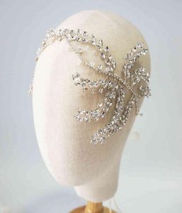 Vintage Crystal Bridal Hair Vine Diadema Plata antigua Lujo Boda Tocado Corona Moda Mujer Accesorios para el cabello CJ1912265300354