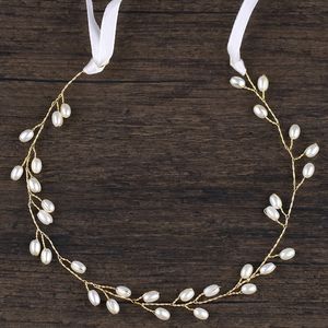 Diadema nupcial de perlas de cristal Vintage con cinta Tiara, tocado de novia, joyería para el cabello, accesorios para el cabello de boda para mujer