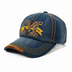 Vintage Denim hombres gorra de béisbol letra M mujeres Snapback sombrero verano ajustable Jeans sombreros para el sol L230823