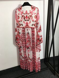 Vintage Floral Womens Designer Robes En Mousseline De Soie Mode automne femme Casual Robes À Manches Longues À Volants Élégantes Femmes Habillent Des Vêtements