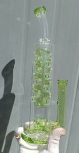 Vintage 14 pulgadas Green Glass Bong gran tamaño 60x3mm tubo de narguile fabuloso con tubo de semilla de vida puede poner el logotipo del cliente por DHL UPS CNE