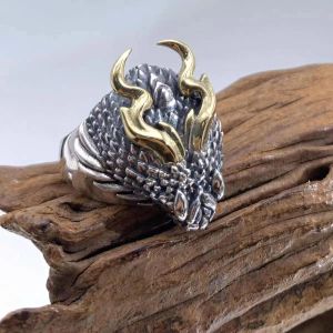 Vintage Gold Snake Dragon Anillos de oro blanco de 14 quilates Hombres Mujeres Anillo de moda Regalos de joyería